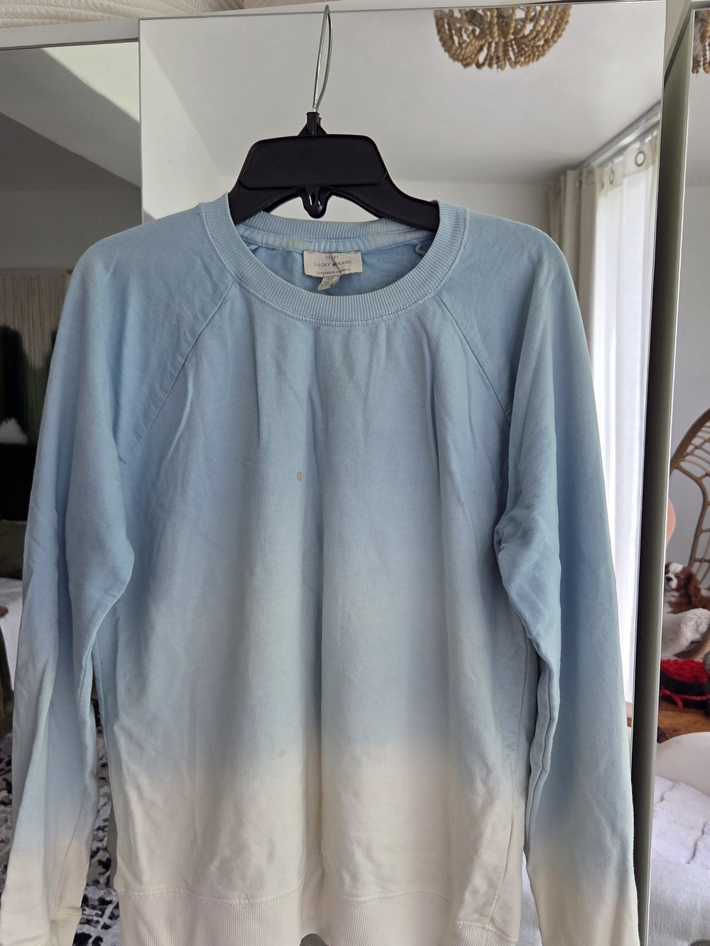 Lucky Brand Light Blue to White Ombre Crewneck Sweatshirt